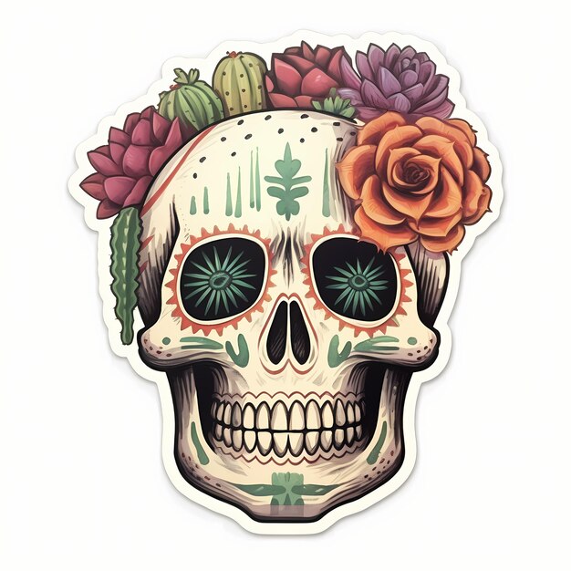 Foto day of the dead skull-illustratie generatieve ai