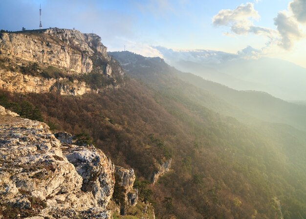 Daybreak  Aj-Petri Mountain top view (Crimea, Ukraine)