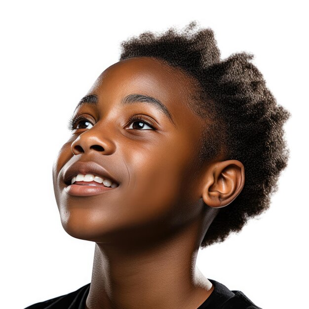 Daydreaming 11yearold beninese boy looking out of frame