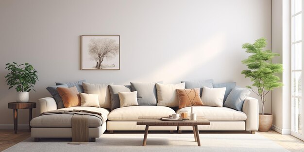 写真 日光のインテリアデザインリビングの快適なソファ