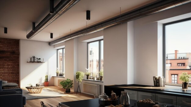 Daylight light new modern scandinavian loft apartment