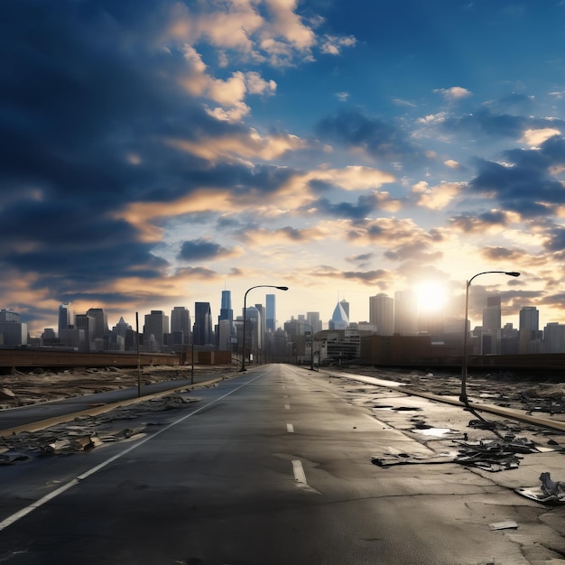 Photo daylight road under stormy sky