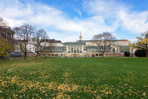 Daylight view to Hofburg park garden in early autumn