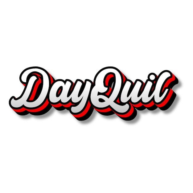 DayQuil Text 3D Silver Red Black White Background Photo JPG