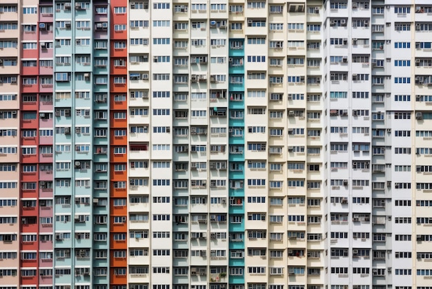 낮 시간 하이라이즈 타워 블록 홍콩 아파트 건물의 낮은 각도 뷰 중국 완벽