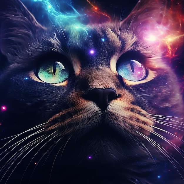 Блестящий космос раскрывает секреты космоса глазами кошки