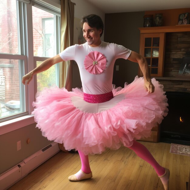 Foto dazzling delight justin trudeau svela la persona di twinkle toes nel balletto tutu