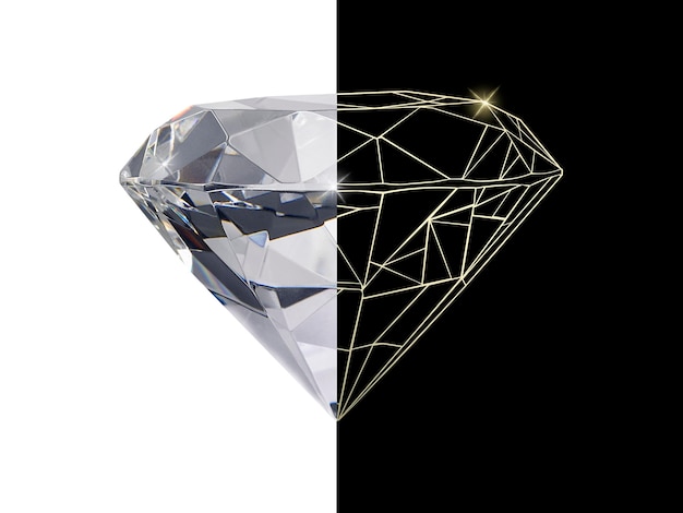 写真 まばゆいばかりのダイヤモンドとブリリアントダイヤモンドのゴールドラインアイコン