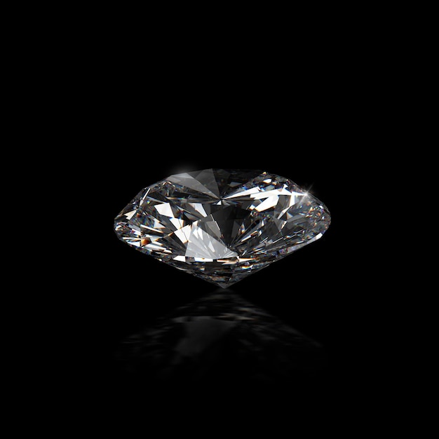 Dazzling diamond on black background 3D render