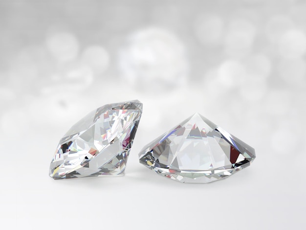 Photo dazzling diamond on white shining bokeh background concept for chossing best diamond gem design