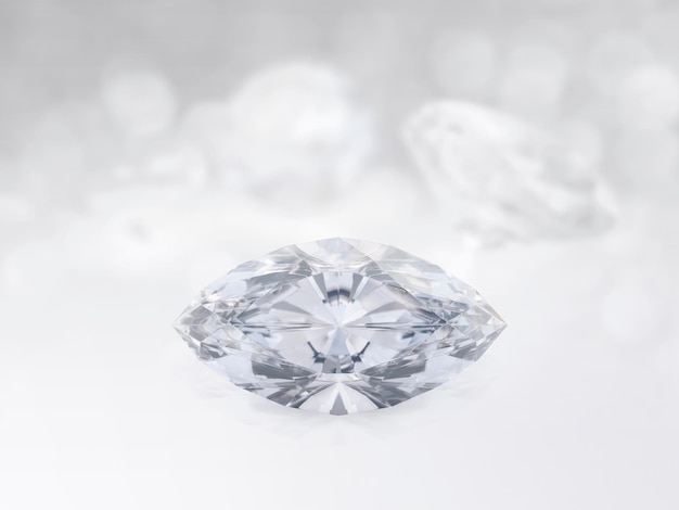 Dazzling diamond on white shining bokeh background concept for selection best diamond gem design