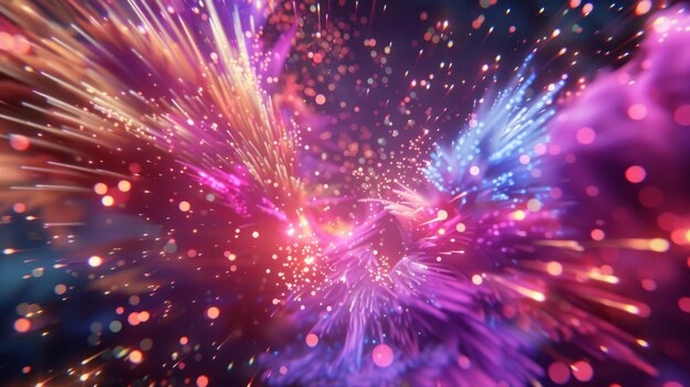 A dazzling display of neon explosions creating a sense of chaos and beauty at the same time