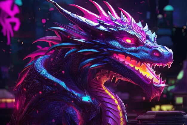 Dazzling dragon neon fantasy