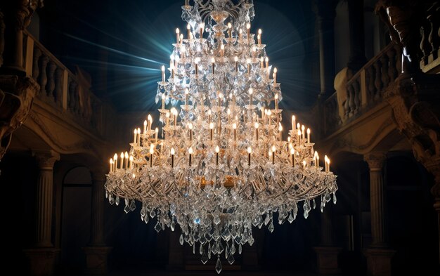 Photo dazzling elegance from above crystal chandelier generative ai