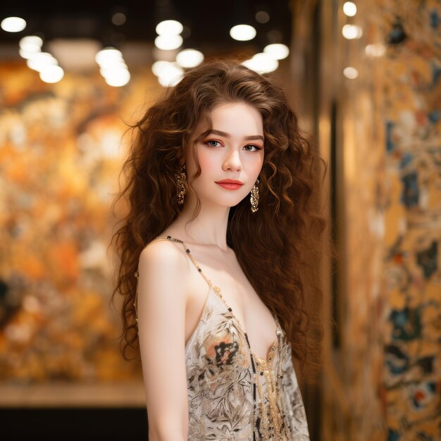 Photo dazzling elegance gustav klimt's 4k super high resolution image of a super beautiful and cute fashi