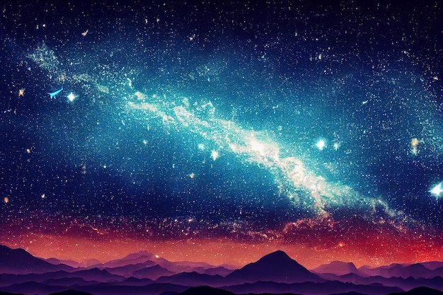 Ослепительное звездное небо космическое звездное небо справочный материал Генеративный контент AI от Midjourney