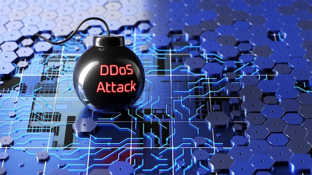 Фото ddos атака киберзащита интернет и технологическая концепция обнаружения вирусов 3d рендеринг