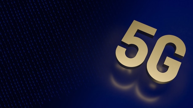 De 5g op blauwe achtergrond voor mobiel of technologie concept 3D-rendering