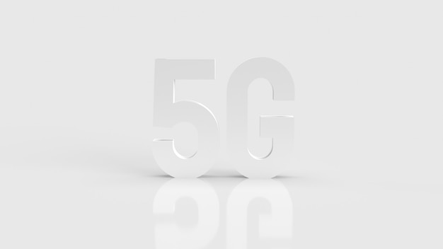 De 5g op een witte achtergrond voor mobiel of technologie concept 3D-rendering