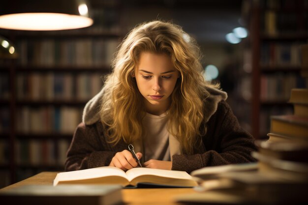 De aantrekkingskracht van kennis boeit jonge universiteitsstudenten die zich bezighouden met bibliotheekstudies