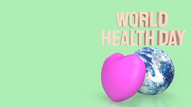 Foto de aarde en het hart voor wereldgezondheidsdag concept 3d rendering