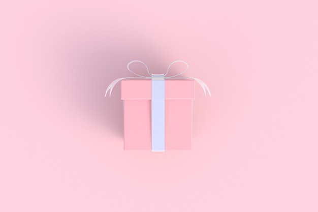 De abstracte minimale roze achtergrond van de giftdoos, het 3d teruggeven