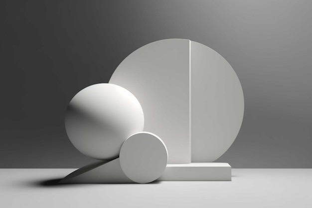 De abstracte minimale scène met geometrische 3d vormen geeft illustratie terug