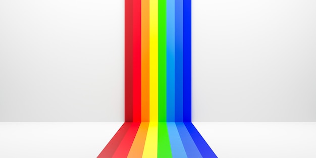 De abstracte multikleuren van de regenbooggradiënt van witte scèneachtergrond met perspectiefruimte