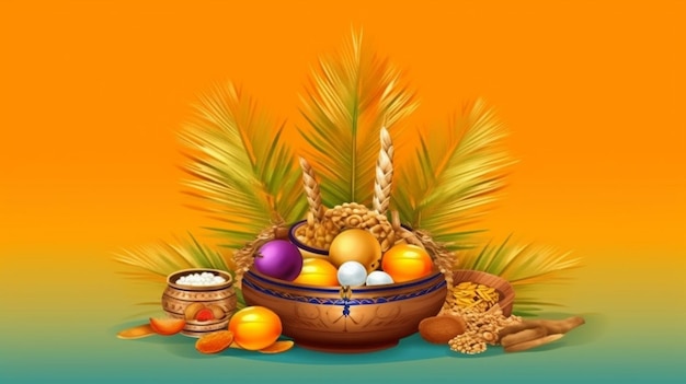 Foto de achtergrond van het bericht is een voorbeeld van het happy pongal holiday harvest festival van tamil nadu, zuid-india generate ai
