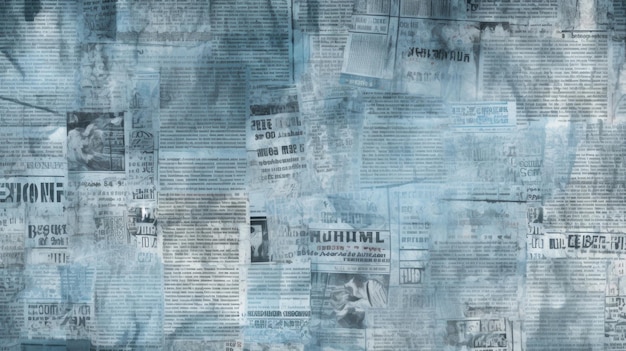 De achtergrond zijn oude krantenknipsels in Arctisch Blauw.
