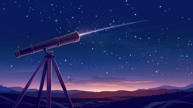 De afbeelding toont een uitzicht op de nachtelijke hemel door een telescoop