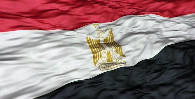 De Afrikaanse vlag van het land Egypte is golvend