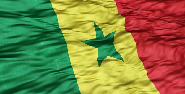 De Afrikaanse vlag van het land Senegal is golvend