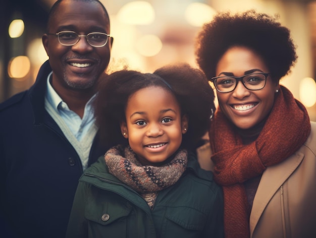 De Afro-Amerikaanse familie viert graag samen kerstavond