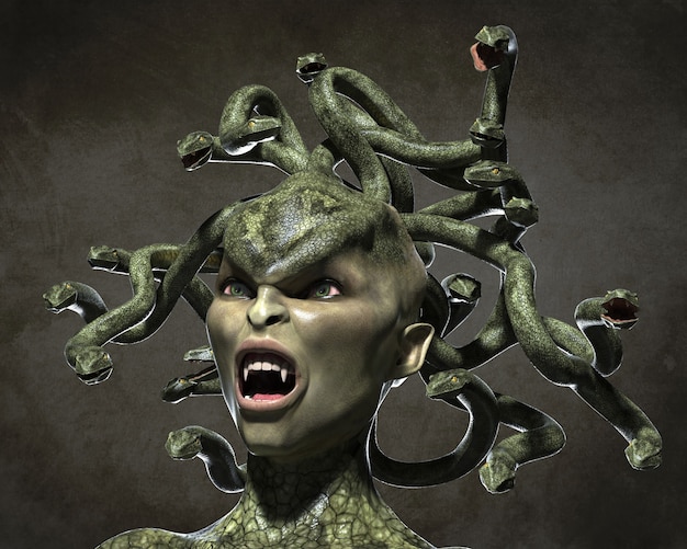 De afschuwelijke Gorgon Medusa. 3d illustratie