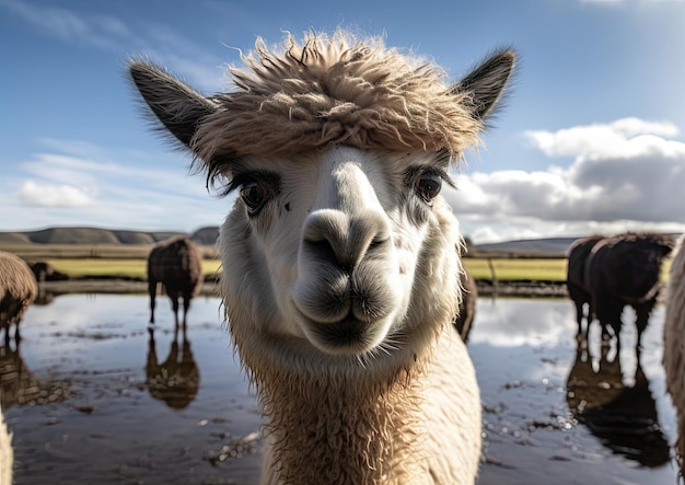 De alpaca is een soort Zuid-Amerikaans kameelachtige zoogdier