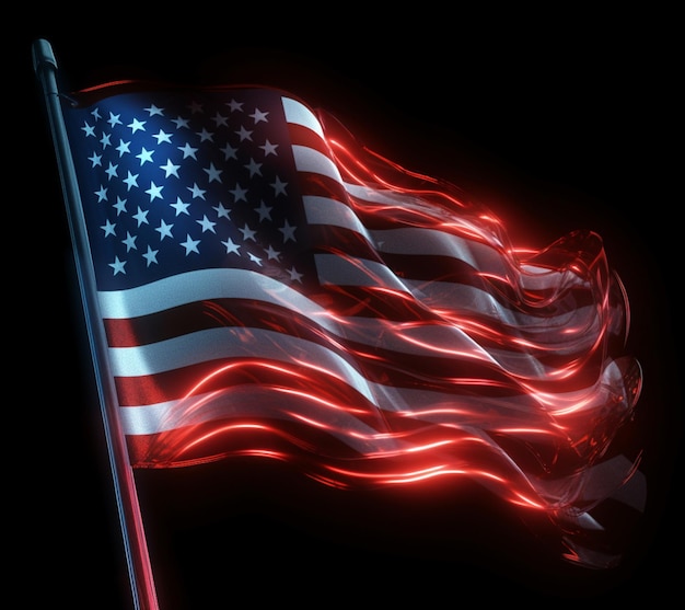 De Amerikaanse vlag met de rode en witte sterren er op zwaaien.