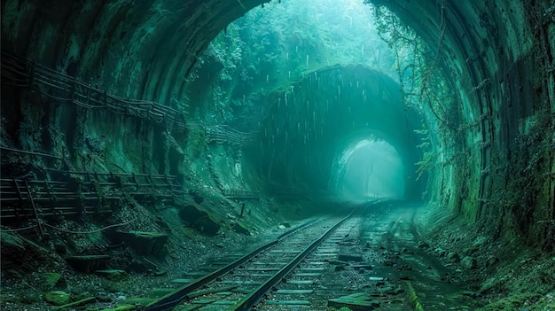 De angstaanjagende spookachtige tunnel Het spookachtig fluisteren van licht aan het einde van de tunnel