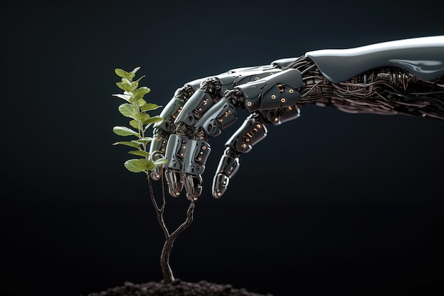 De arm van een robot of machine met een groeiprocesGeneratieve AI