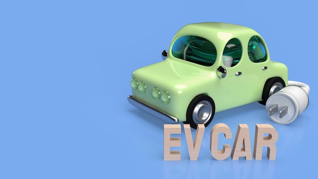 De auto en elektrische stekker voor eco- of autosysteem 3D-rendering