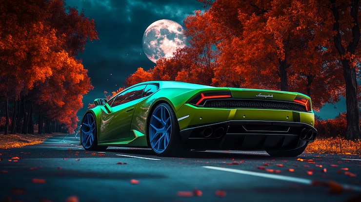 Foto de auto in de nachtelijke hemel