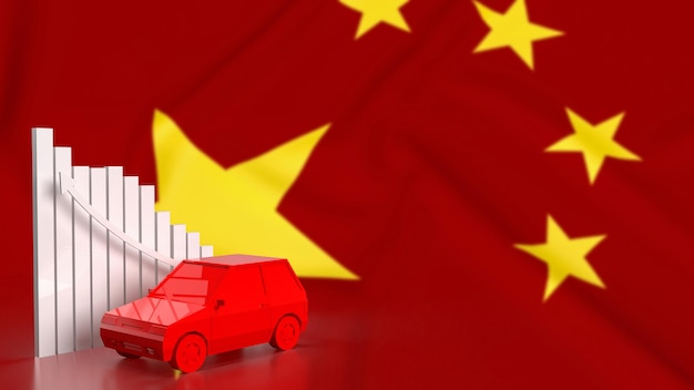 De auto op de Chinese vlag voor Business of transport concept 3d rendering