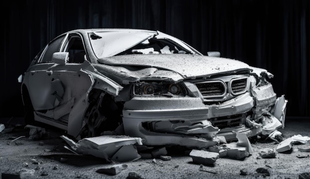 De auto staat aan de kant van de weg bij een ongeval Generatieve AI
