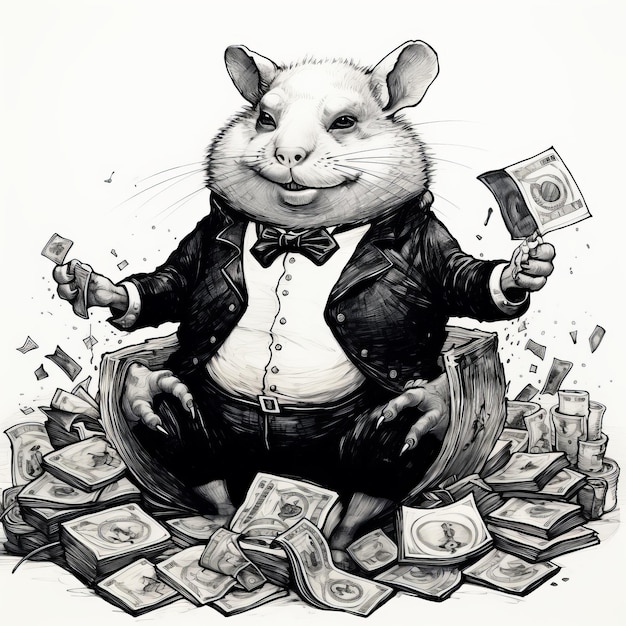 De avonturen van Inkopolis A Billionaire Fat Mouse Monster's Tale Zwart-wit cartoon Ink Il