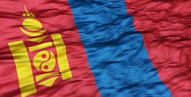 De Aziatische vlag van het land Mongolië is golvend
