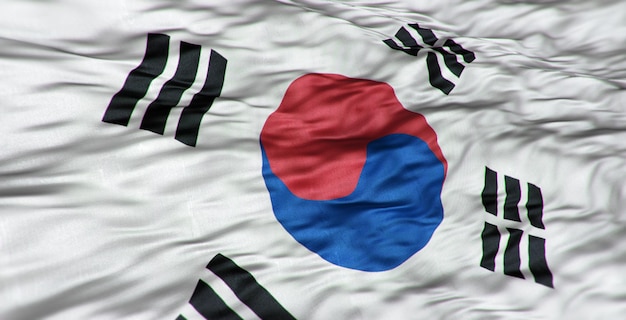De Aziatische vlag van het land Zuid-Korea is golvend
