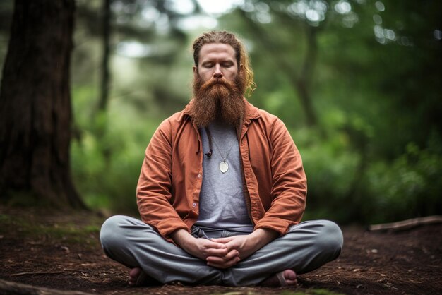 Foto de baarde man in het bos.