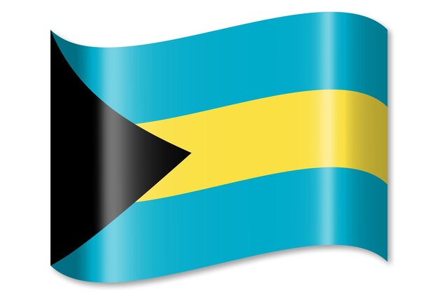 De Bahama's zwaaien de vlag van het land op witte achtergrond