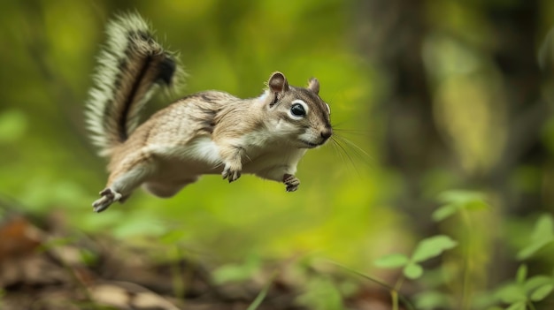 De behendige sprong van een Noord-Amerikaanse vliegende eekhoorn