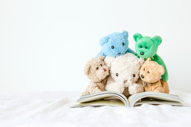 De bende van de teddybeer met een boek dat ze moeten lezen voor het examen